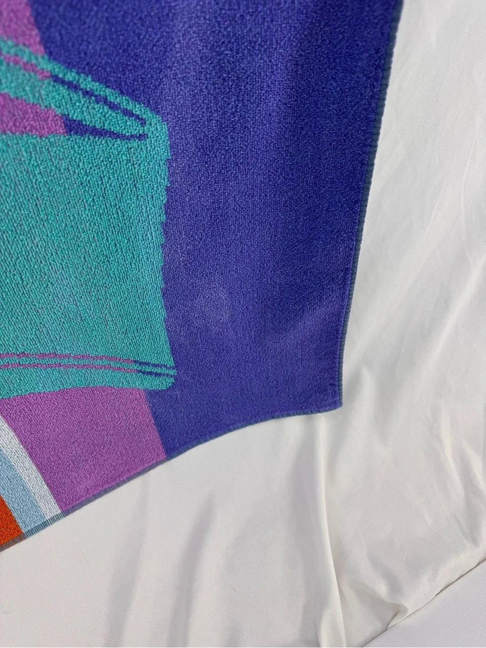 Rare Vintage Cobra 1980s Beach Towel Turquoise Deck Chair Motif Coastal Pop Art